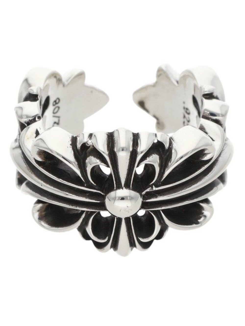 Chrome Hearts Dbl Flrl Double Floral Cross Silver Ring